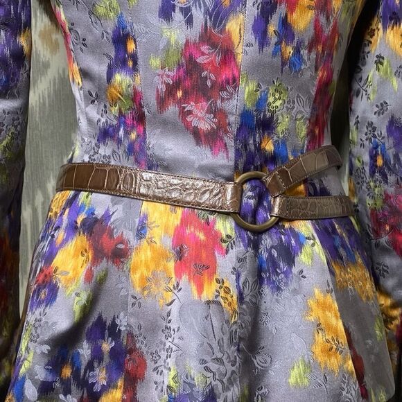 Ralph Lauren Watercolor Multicolored Floral Gray Silk Jacquard Dinner Jacket - Picture 9 of 16